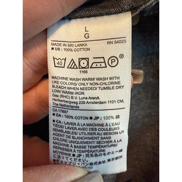 Men's Banana Republic Black Chambray Denim Untucked Slim Fit Button Down Sz L - Picture 5 of 7